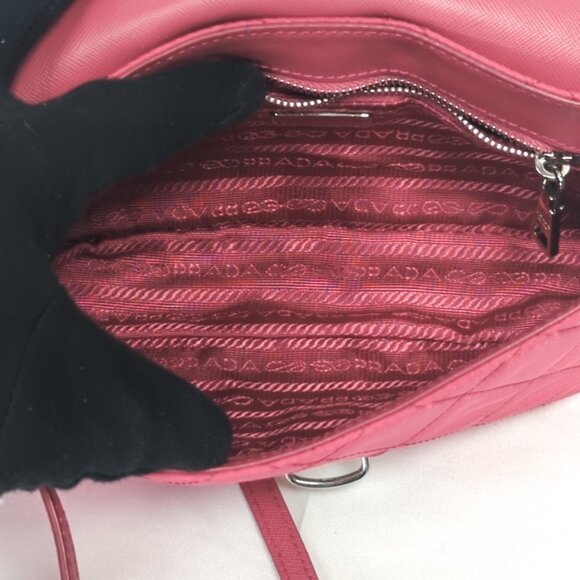 PRADA Tessuto Impunto Crossbody Shoulder Bag - Ibisco Pink - Picture 8 of 15